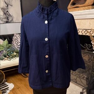 Appleseed's Navy Cape Jacket with Button Detail